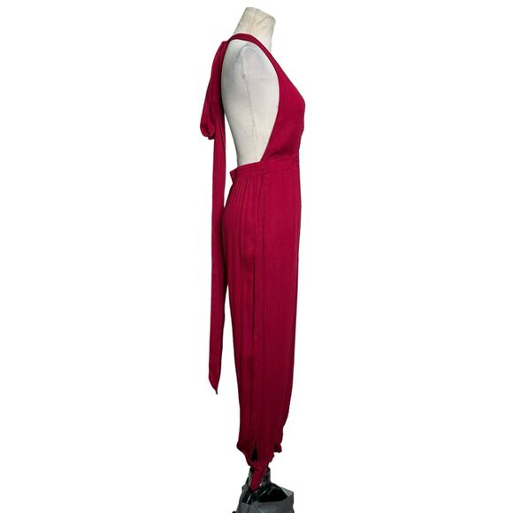 Lulus red rayon halter neck line jumpsuit size Small - Picture 14 of 16
